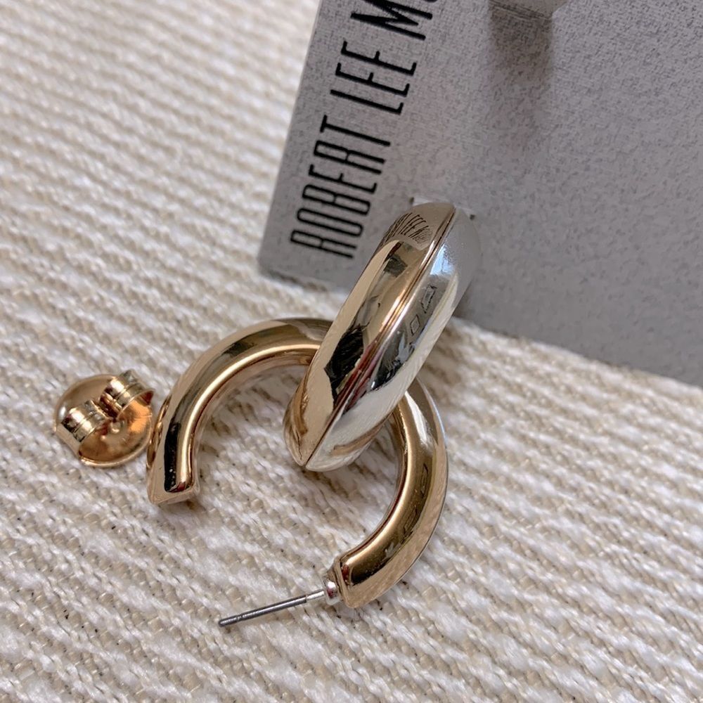 GOLD or SILVER today? Hmmm ur choice. 2 tone earrings pierced NEW